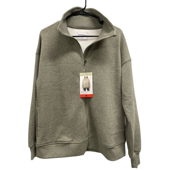 Mondetta SOFT Heathered Full Zip Fleece Jacket Relaxed Fit Size Medium NWT - Picture 1 of 5